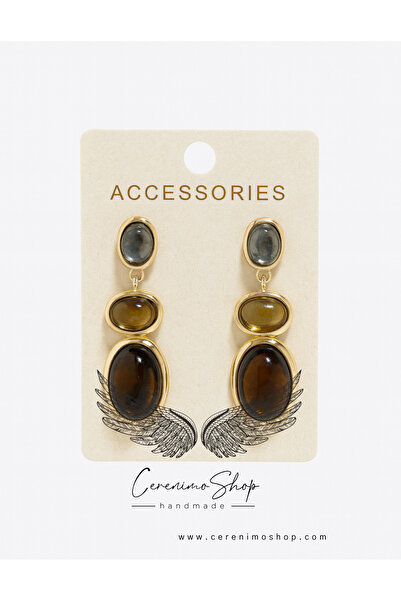 Cerenimo Shop أقراط متدلية مرصعة بالأحجار بثلاثة ألوان