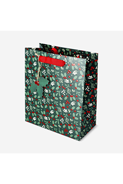 Flying Tiger Copenhagen Yılbaşı Bitkisi Desenli Yeşil Hediye Çantası