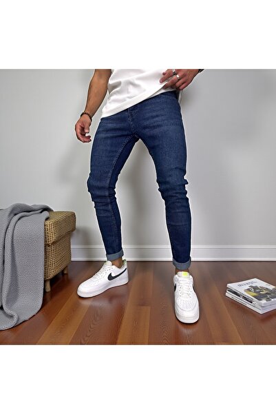 dehaine Men's Slim Fit jeans, navy blue, pre-washed model, 1290