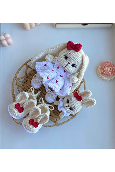 BABYBOUTİQUEHOUSE Amigurumi kalpli elbiseli tavşan set
