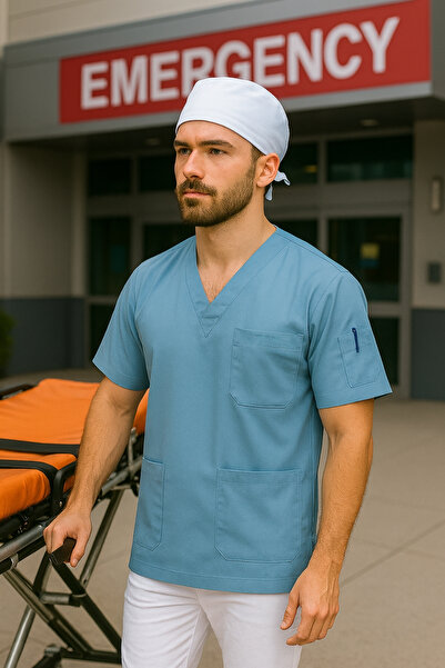 mirach 2’li Set Erkek Acil Paramedik Çalışanları Medikal Forma Tek Üst Scrubs...