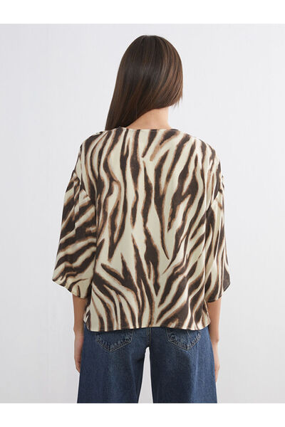 LC Waikiki Brown Leopard Patterned Oversized Women's Kimono