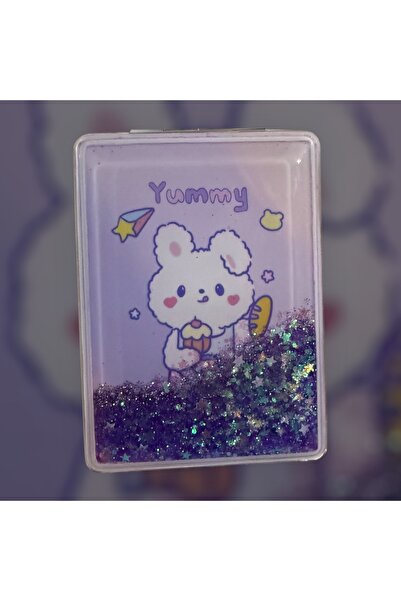 liore dünyası Mor Tema Parıltılı Akışkan Simli Cep Aynası