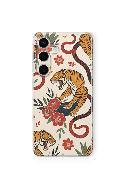 FLAMENKO Samsung Galaxy S23 Compatible Tiger and Snake Patterned Transparent ...