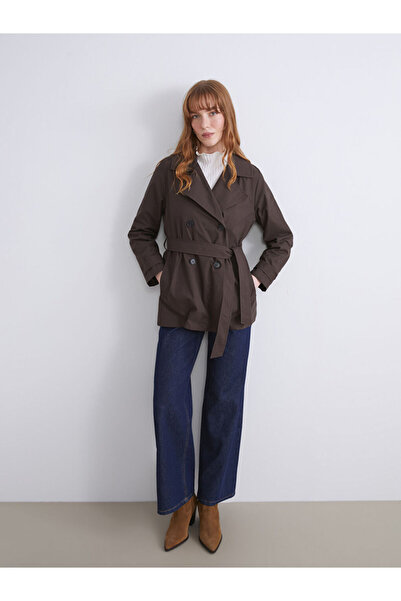 LC Waikiki Sparkling Selections from Shining Store | Double-Breasted Collar Women's Trench Coat