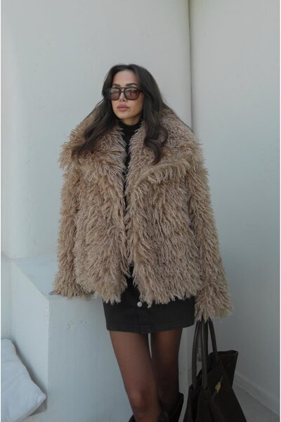 Havoş Beige Powell Faux Fur Jacket