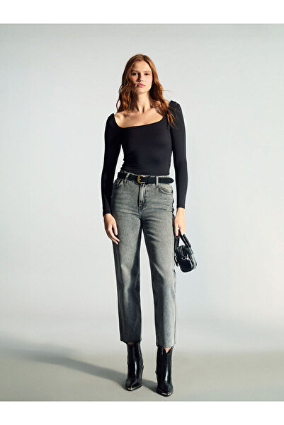 LC Waikiki Black Square Collar Women's Bodysuit