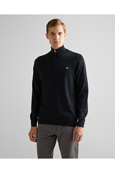 Gant Men's Black Regular Fit Half Zipper Sweater