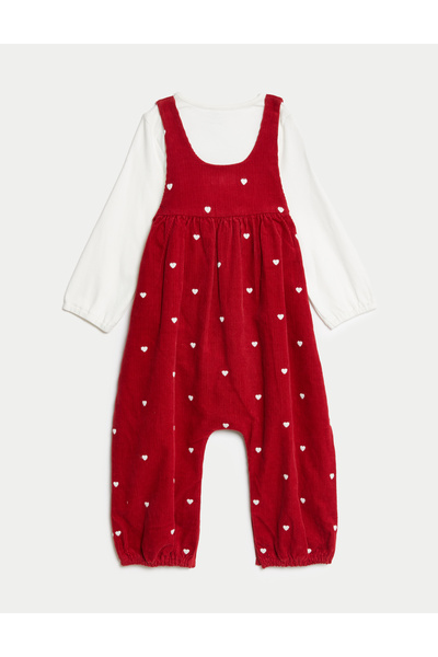 Marks & Spencer 2’li Kadife Kalp Nakışlı Takım (0-3 Yaş)