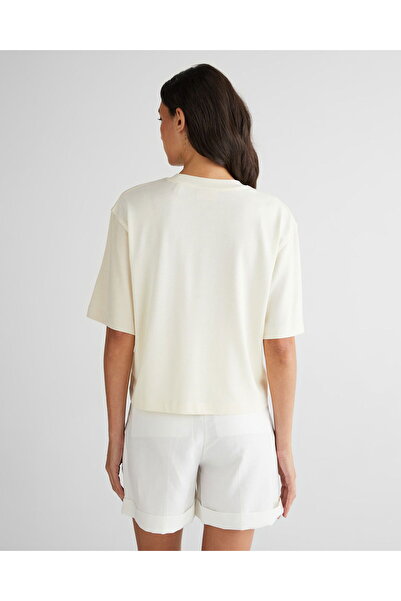 Gant Women's White Crew Neck Color Block T-Shirt