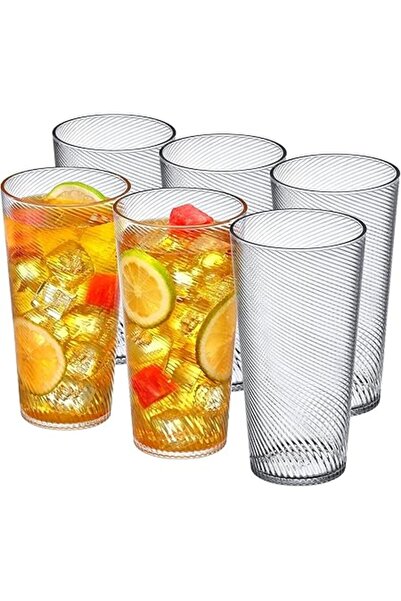 The Bros Plastic Tumblers Set of 6 585ml Reusable Clear Shatterproof Cups BPA...