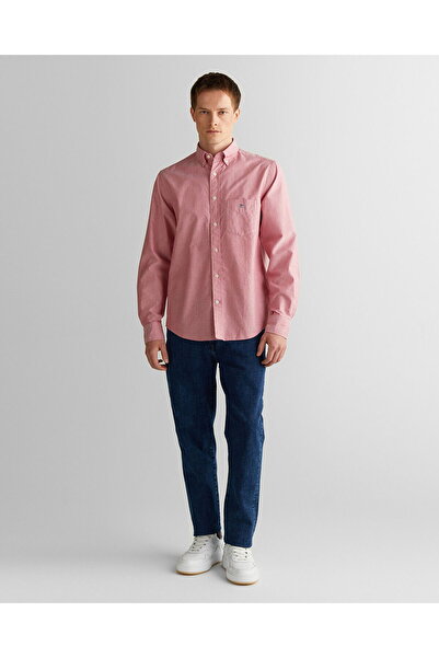 Gant Men's Red Regular Fit Buttoned Collar Shirt