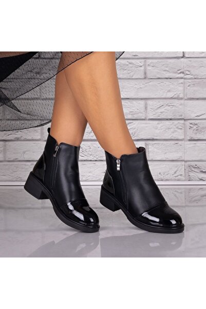 Botinelli Ghete de damă negre cu blană, din piele ecologică, Alanie, mărimea 36