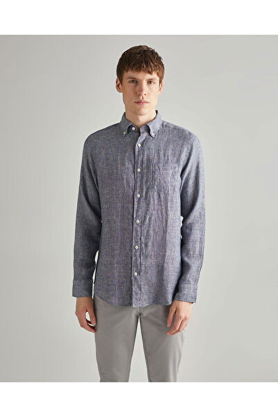 Gant Men's Navy Blue Regular Fit Linen Shirt