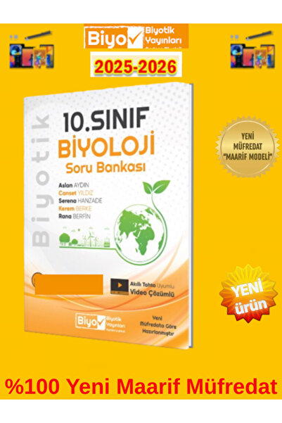 Ens Yayıncılık 2025-2026 Biyotik 10.Sınıf Soru Bankası Video Çözümlü %100 Yeni Müfredat +Dokunmatik Kalem