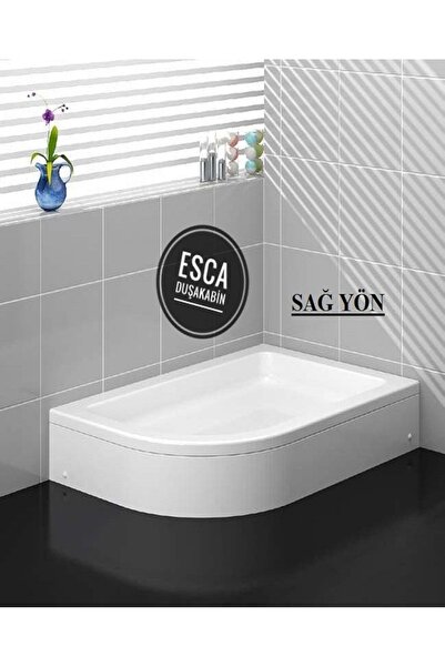 Esca 70x110 Asimetrik ( SAĞ Yön ) Panelli Duşakabin Teknesi H-15 Cm Sert Kali...
