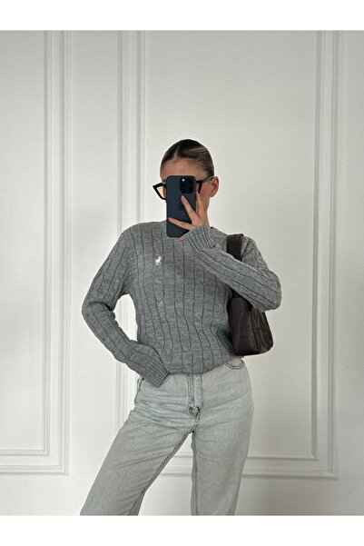 Marbella Women's Hair Knitting Brand Embroidered Sweater