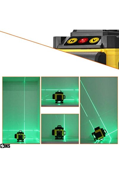 SIKS 3D and 4D Laser Level, Self-Leveling, 16 Lines, 4x360º, IP-54, 25m, 532nm Green Laser Diode