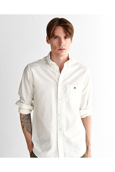 Gant Men's Cream Regular Fit Buttoned Collar Shirt
