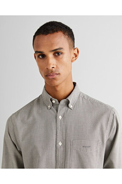 Gant Men's Gray Regular Fit Button-down Collar Check Shirt