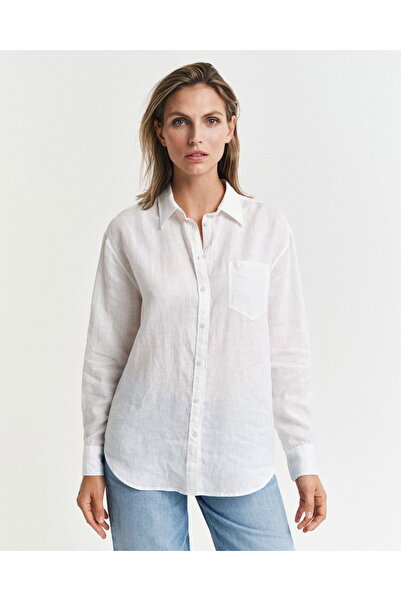 Gant Women's White Relaxed Fit Classic Collar Shirt