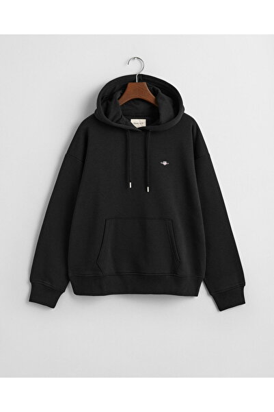 Gant Women's Black Relaxed Fit Hooded Sweatshirt