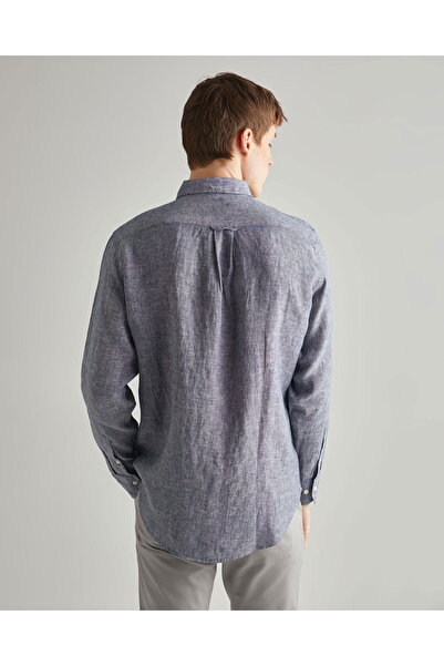 Gant Men's Navy Blue Regular Fit Linen Shirt