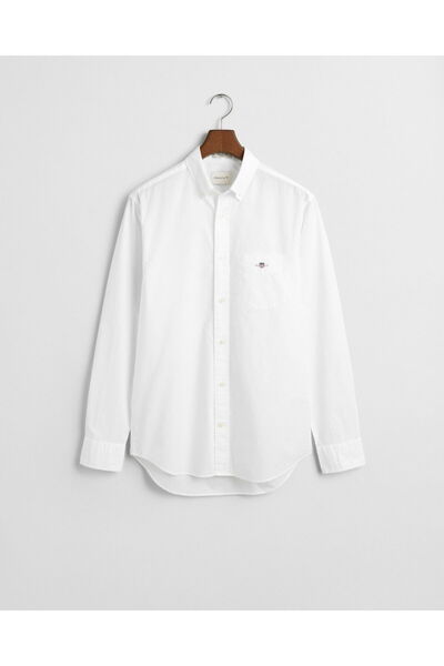 Gant Men's White Regular Fit Buttoned Collar Poplin Shirt