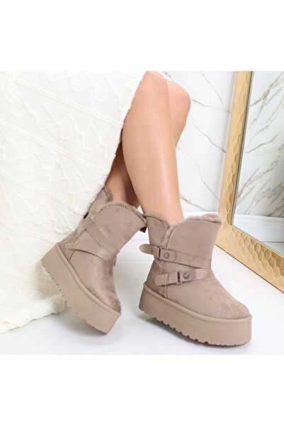 Botinelli Women's Khaki Fur-lined Boots Made of -Suede Leather Almina, 39