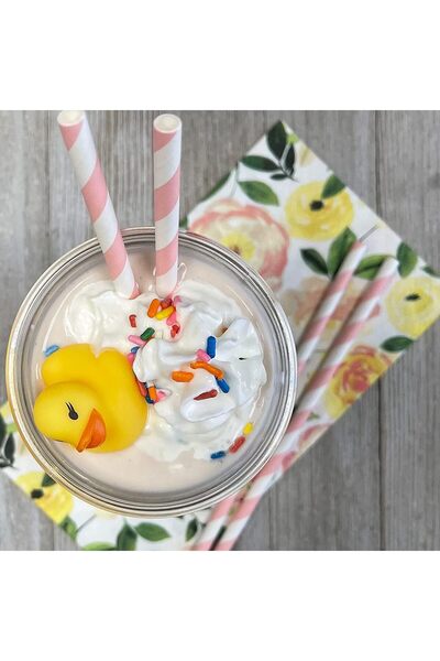 4basix Biodegradable Paper Straws (100 Pack) Pink - Eco-Friendly Disposable Straws