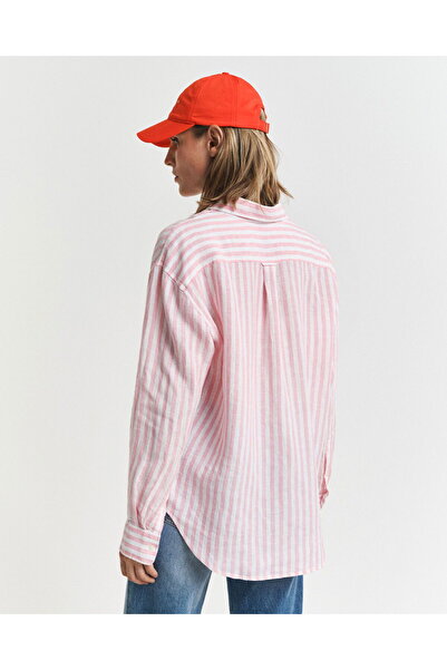 Gant Women's Pink Relaxed Fit Classic Collar Striped Shirt