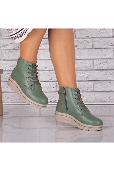 Botinelli Women's green fur boots made of leather Aintzane, 36