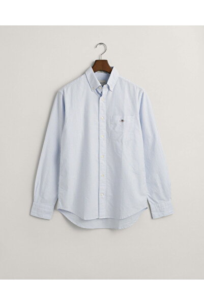 Gant Men's Blue Regular Fit Button-Down Collar Striped Oxford Shirt