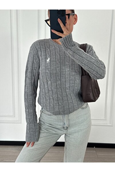 Marbella Women's Hair Knitting Brand Embroidered Sweater