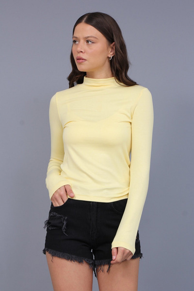 Seşa Half Fisherman Model Fabric Blouse Black