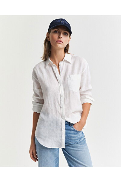 Gant Women's White Relaxed Fit Classic Collar Shirt