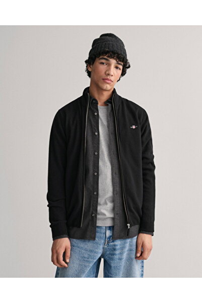 Gant Men's Black Regular Fit Wool Cardigan