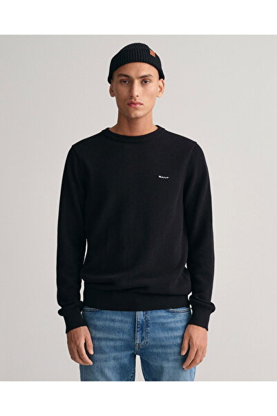 Gant Men's Black Regular Fit Crew Neck Sweater