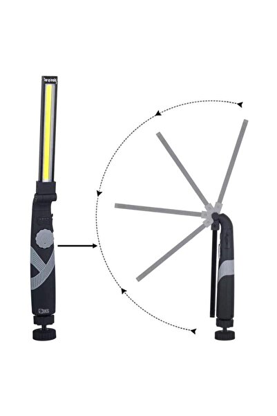 SIKS Lampă de lucru portabilă cu LED COB, alimentată cu baterii, rotativă la ...