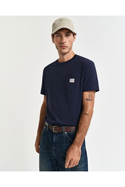 Gant Men's Navy Blue Regular Fit Crew Neck T-Shirt