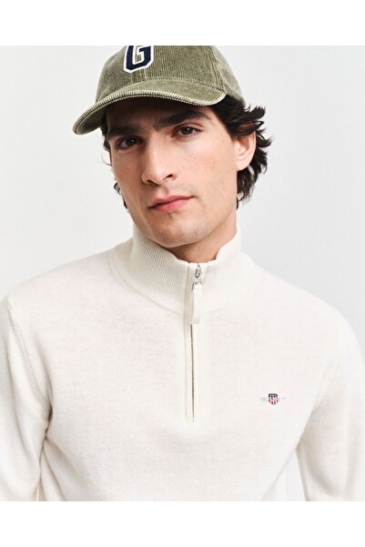 Gant Men's Cream Regular Fit Half Zip Wool Sweater