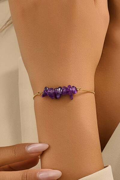 FAYRA ACCESSORIES Ametist Doğal Taşlı Asansör Bileklik