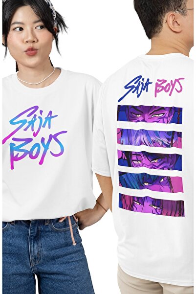 Fuddy Moda تي شيرت للجنسين من Sajaboys Members Back مطبوع، تي شيرت قصة فضفاضة Kpop Dizi ذو طابع خاص