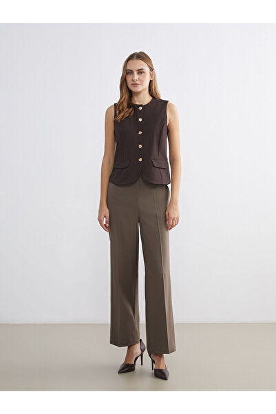 LC Waikiki Lcwaikiki Classicbrown Standard Fit Wide Leg Women's Trousers