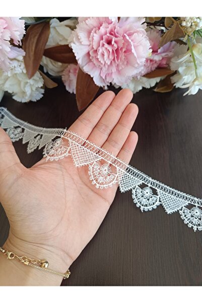 Misue Handmade Guipure French Lace, Needlework Look Guipure Lace Accessory, Cream Ribbon Embroidery Trim (1 Meter)