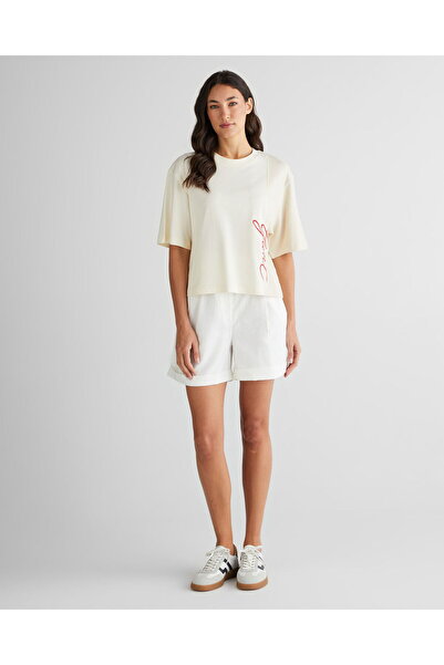 Gant Women's White Crew Neck Color Block T-Shirt