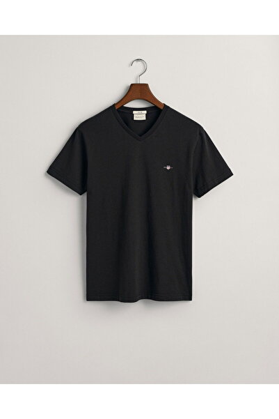 Gant Men's Black Slim Fit V-Neck T-Shirt