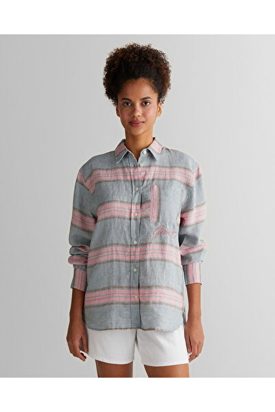 Gant Women's Gray Classic Collar Striped Shirt