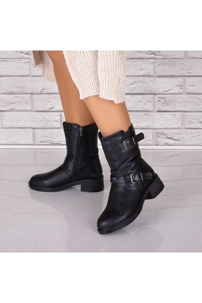 Botinelli Ghete negre pentru femei din piele ecologică cu căptușeală de blană Lanie, 39