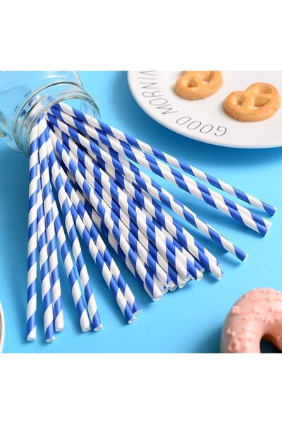 4basix Biodegradable Paper Straws (Pack of 100) - Blue
